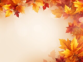 Naklejka na ściany i meble Autumn Leaves Background with Empty White Copy Space. Generative AI