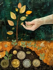 Growing coins symbolize the increasing potential of financial investments and savings over time