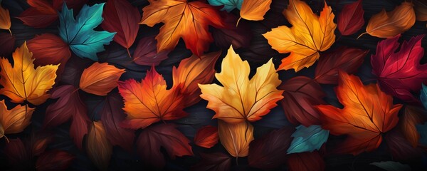 Autumn Leaves Background Banner. Generative AI