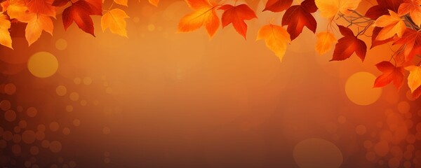 Naklejka na ściany i meble Autumn Leaves With Empty Copy Space Banner. Generative AI