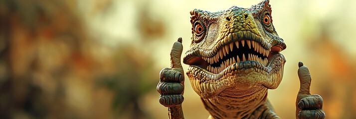 Dinosaur thumbs up image - obrazy, fototapety, plakaty