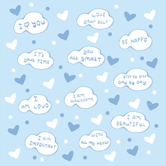 Words of support, isolated ob a blue background