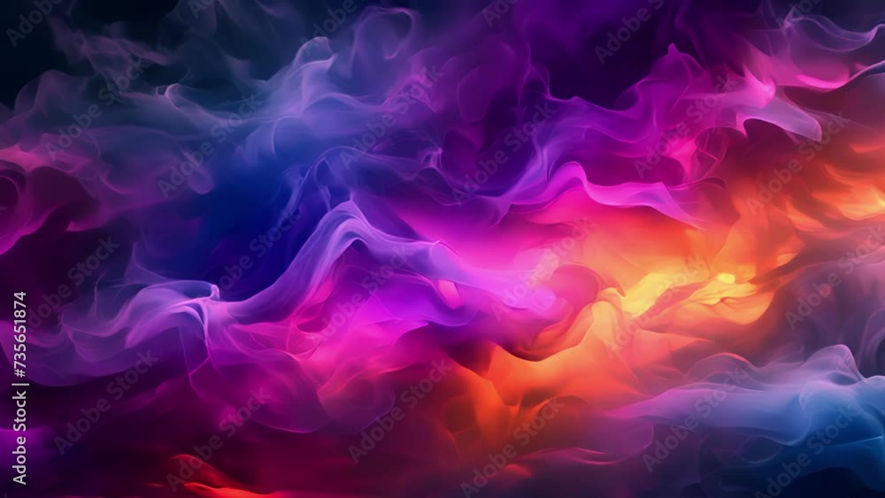 Poster layers of translucent smoke rise and twist revealing glimpses of vibrant colors and shapes within th