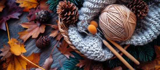 Colorful Knitted Yarn Ball with Knitting Needle for Creative Handcraft Projects and DIY Creations