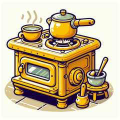 stove illustration on white background , stove colorful illustration on white background