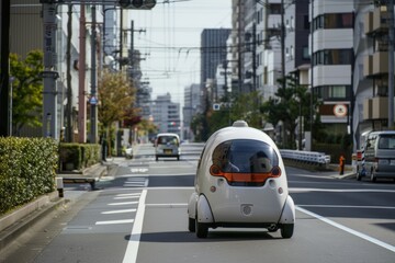 Photo of an unmanned vehicle. The car of the future.