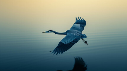 Birds flying above the surface of the water looking for food.