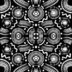 Seamless pattern with hand drawn abstract shapes. Black and white vector illustration.