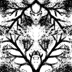 Seamless pattern with abstract grunge trees. Vector illustration.