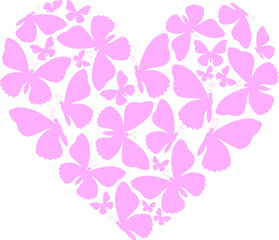 butterfly in heart shape. Symbolic for valentine's day. Vector illustration.