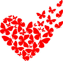 butterfly in heart shape. Symbolic for valentine's day. Vector illustration.