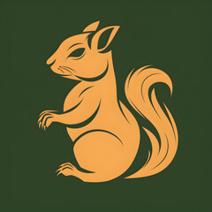 A logo illustration of a squirrel on a lush green background. Created with generative AI.