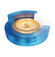 Dollar symbol in circle 3d rendering illustation