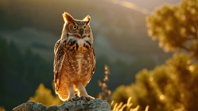footage of an owl on a rock
