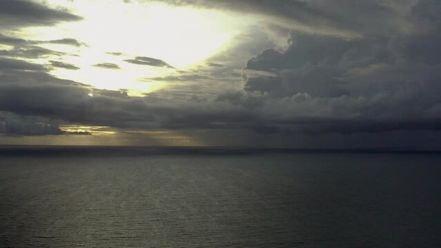 ocean storm sunset vast sea couds drone
