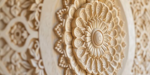 Intricate Kanok pattern against a beige backdrop, with the soft beige offering a gentle contrast to showcase the graceful and beautiful details of the pattern