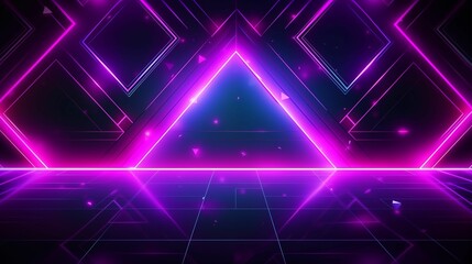 Purple Glowing Polygons Neon Energy Geometric Background. Generative AI