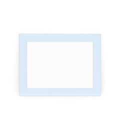 Close up view various size horizontal photo frame isolated on plain background.