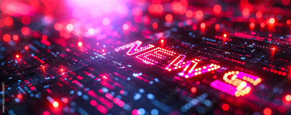 Poster global digital news concept with bold news lettering overlaying a binary code matrix, world map, and