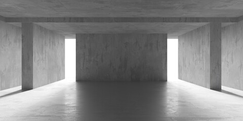 Grungy room with concrete walls. Old stone interior