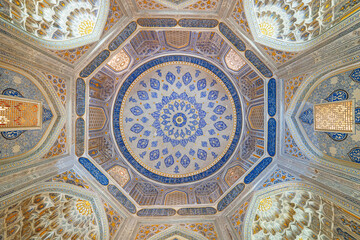 Fototapeta na wymiar View of ceiling in the Shah-i-Zinda Ensemble, Samarkand, Uzbekistan