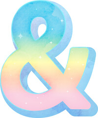 Watercolor illustration Lettering ,Ampersand