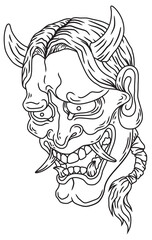 Illustration line art hannaya head mask