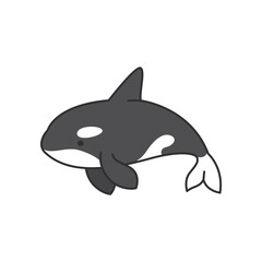 Killer whale icon in flat color style. Cute cartoon killer whale