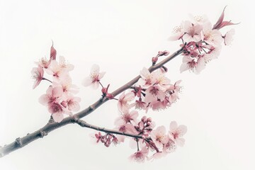 Pink cherry blossom on white background