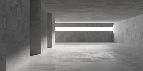 Abstract empty concrete interior. Minimalistic dark room design template