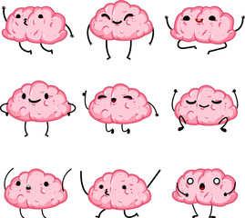Fototapeta premium brain character set cartoon vector illustration