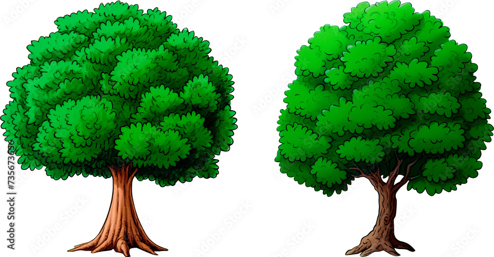 Wall mural drawn colorful tree