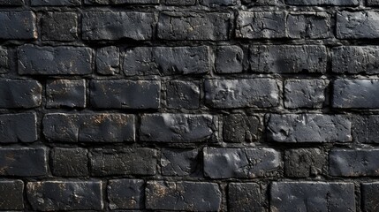 Immerse yourself in the depth and texture of a panoramic black brick wall. Ai Generated.