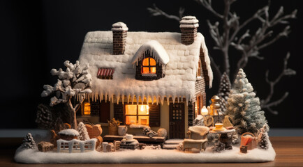 Handcrafted model house embellished with charming woolen details exudes warmth. Ai Generated.