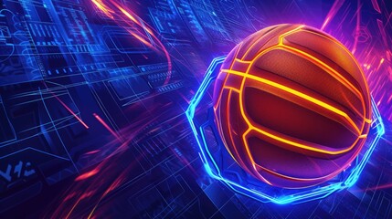 glossy design featuring basketball. Dynamic visual appeal, Ai Generated.