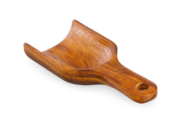  Empty woonden scoop isolated on white background.