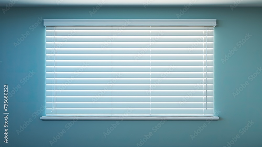 Poster automated window blinds for light control, solid color background