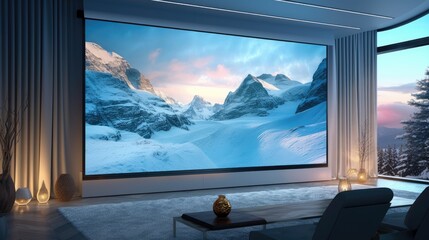 Remote controlled motorized projector screens for home theaters, solid color background - obrazy, fototapety, plakaty