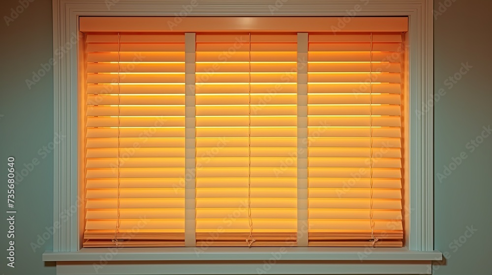 Poster automated window blinds for light control, solid color background
