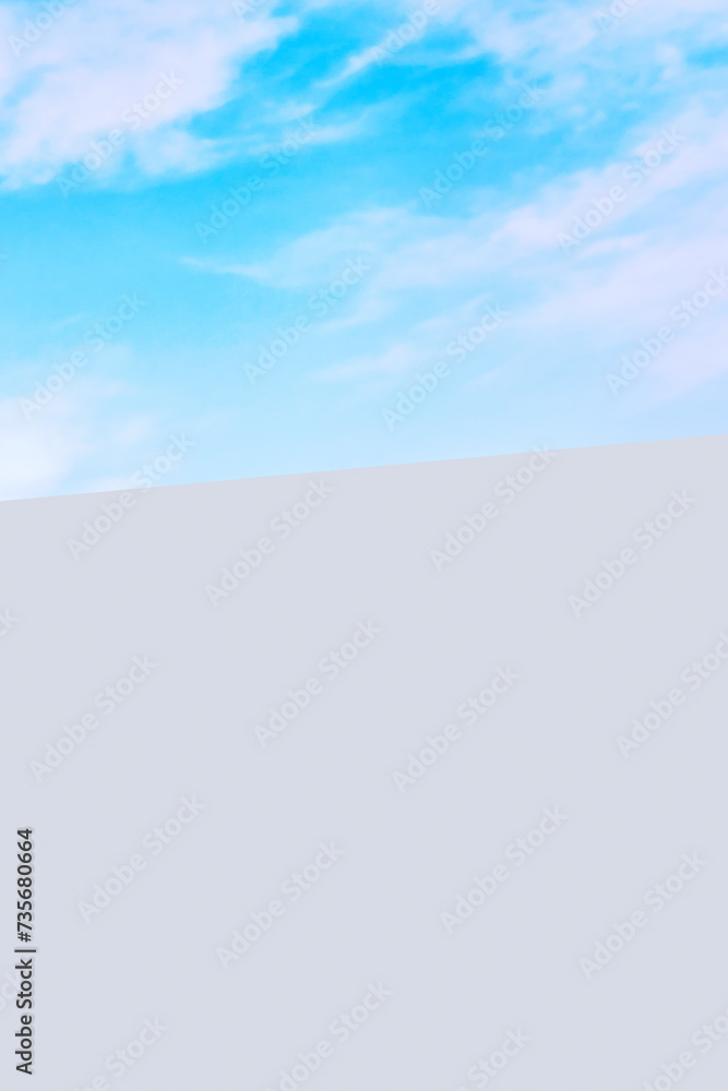 Poster abstract concept of a clear sky transitioning to a light gray surface, embodying calmness and simpli