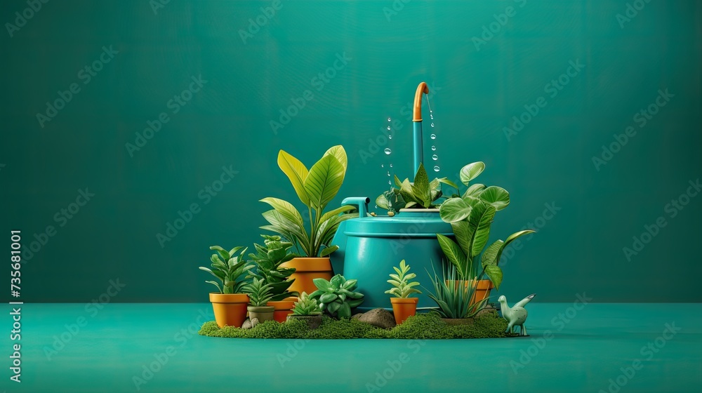 Poster wireless smart irrigation controllers for efficient gardening, solid color background