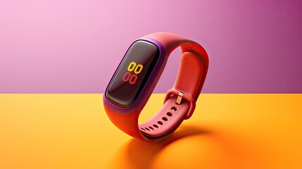 Wearable fitness trackers and smartwatches, solid color background