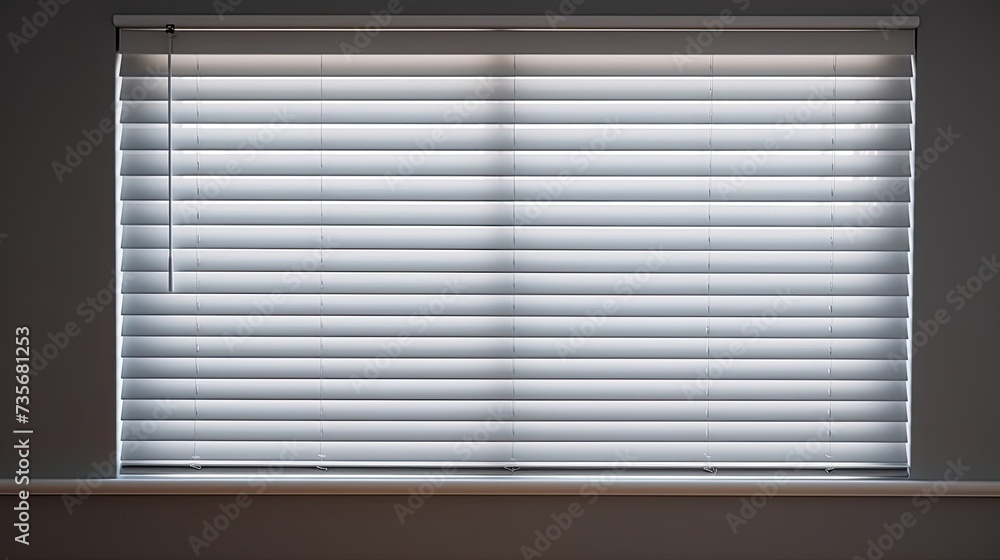 Poster remote controlled motorized blinds with noise reduction features, solid color background