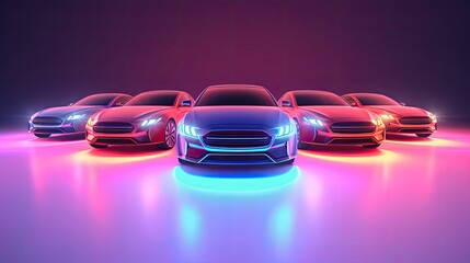 Self driving cars with advanced sensors, solid color background