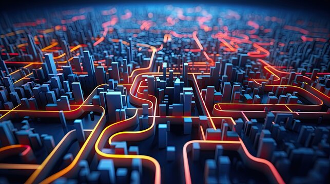 Intelligent route optimization algorithms, solid color background