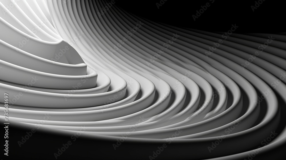 Poster abstract futuristic architecture circular concentric background. wave outdoor structures. minimal fu
