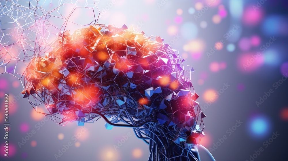 Poster ai algorithms for mental health, solid color background