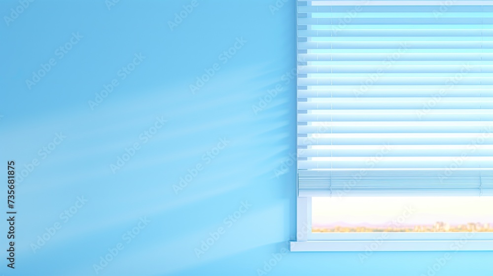 Poster automated window blinds for light control, solid color background