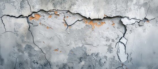 Rundown and decrepit wall with peeling paint and crumbling plaster texture - obrazy, fototapety, plakaty