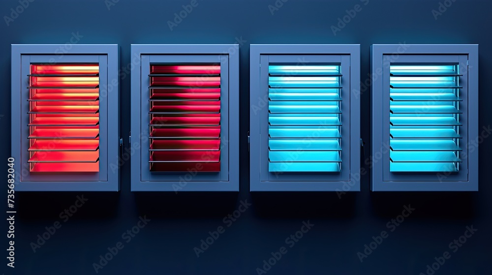 Poster voice controlled robotic window shutters for privacy and security, solid color background